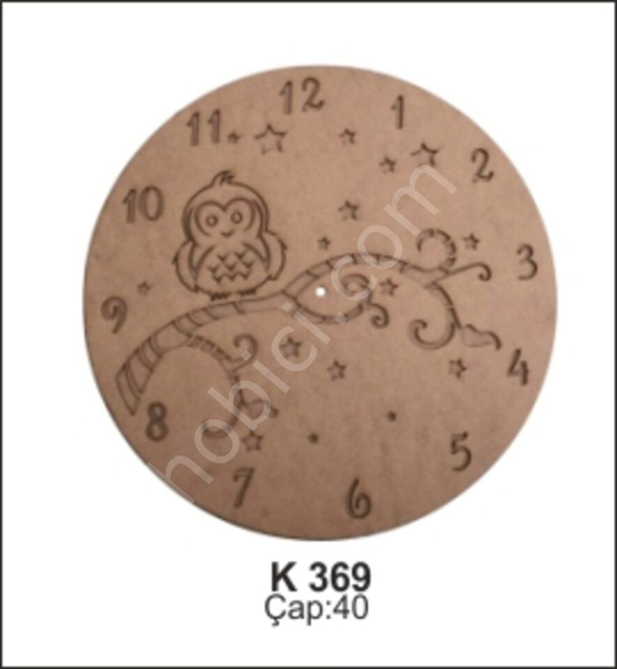 Dekoratif Baykuşlu Saat Ahşap (Mdf) Obje K369
