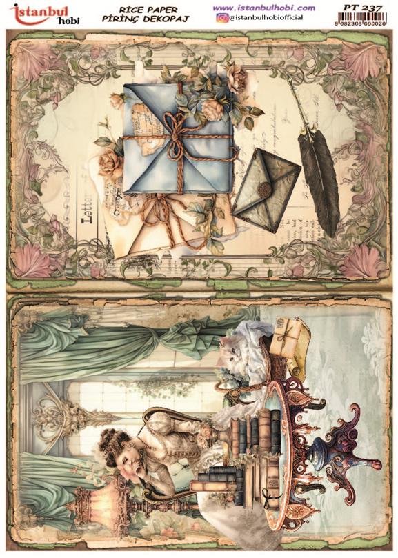 Pirinç Dekopaj Kağıdı 30x42cm PT-237 Mektup Kadın