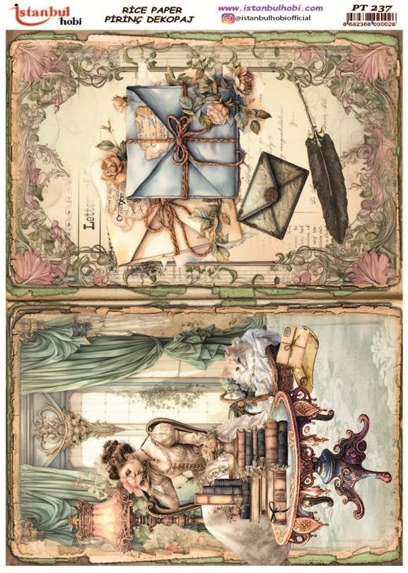 Pirinç Dekopaj Kağıdı 30x42cm PT-237 Mektup Kadın