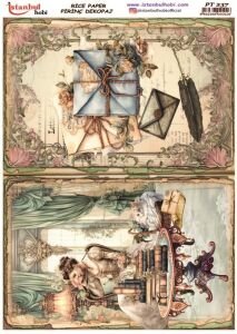 Pirinç Dekopaj Kağıdı 30x42cm PT-237 Mektup Kadın