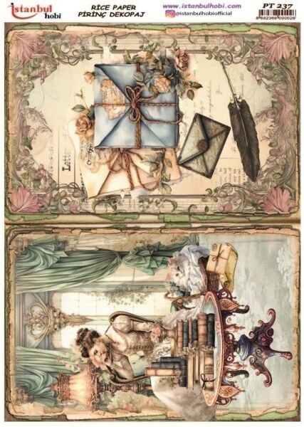 Pirinç Dekopaj Kağıdı 30x42cm PT-237 Mektup Kadın