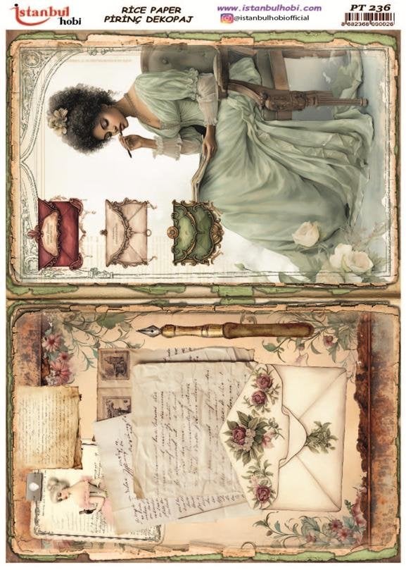 Pirinç Dekopaj Kağıdı 30x42cm PT-236 Mektup Kadın