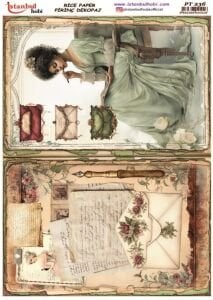 Pirinç Dekopaj Kağıdı 30x42cm PT-236 Mektup Kadın