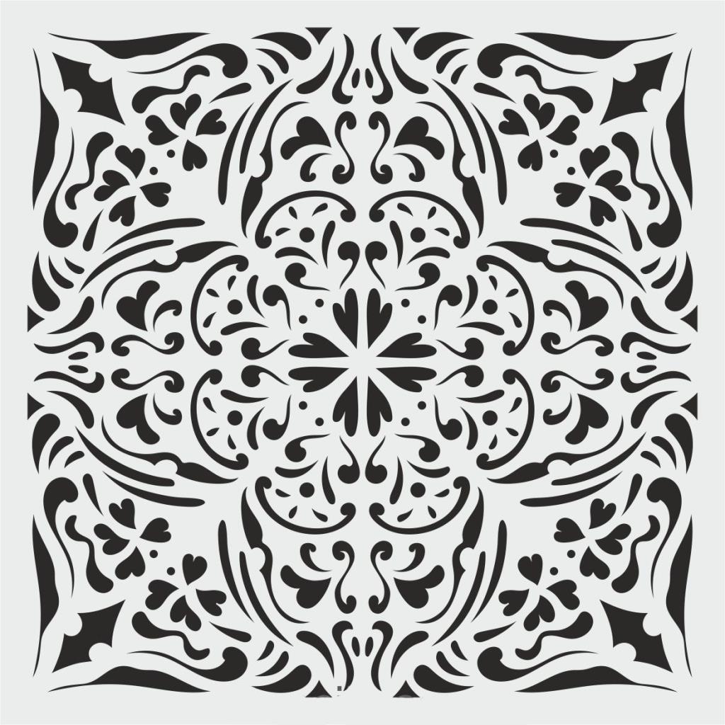Damask Desen Stencil Şablon (30x30) DA-068