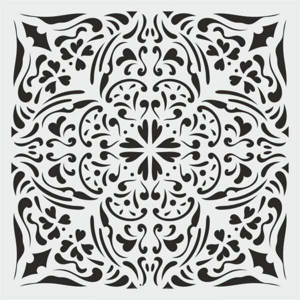 Damask Desen Stencil Şablon (30x30) DA-068