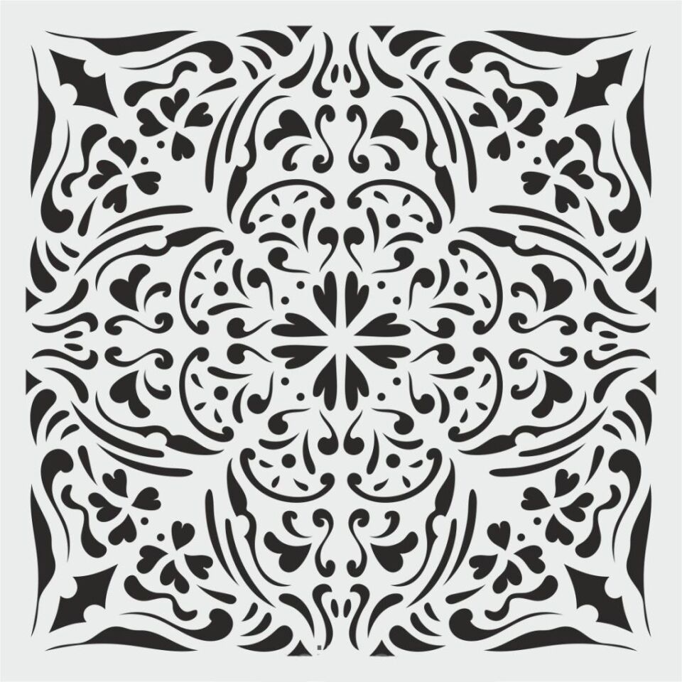 Damask Desen Stencil Şablon (30x30) DA-068