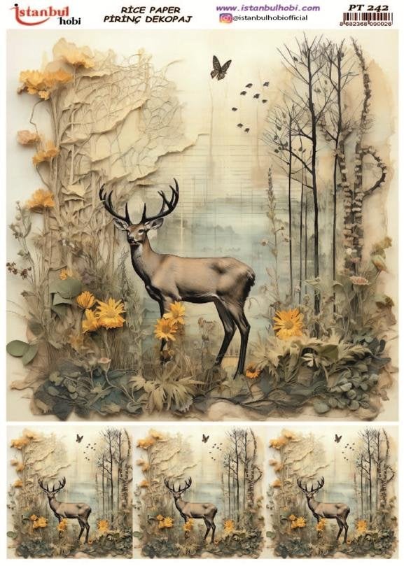 Pirinç Dekopaj Kağıdı 30x42cm PT-242 Geyik