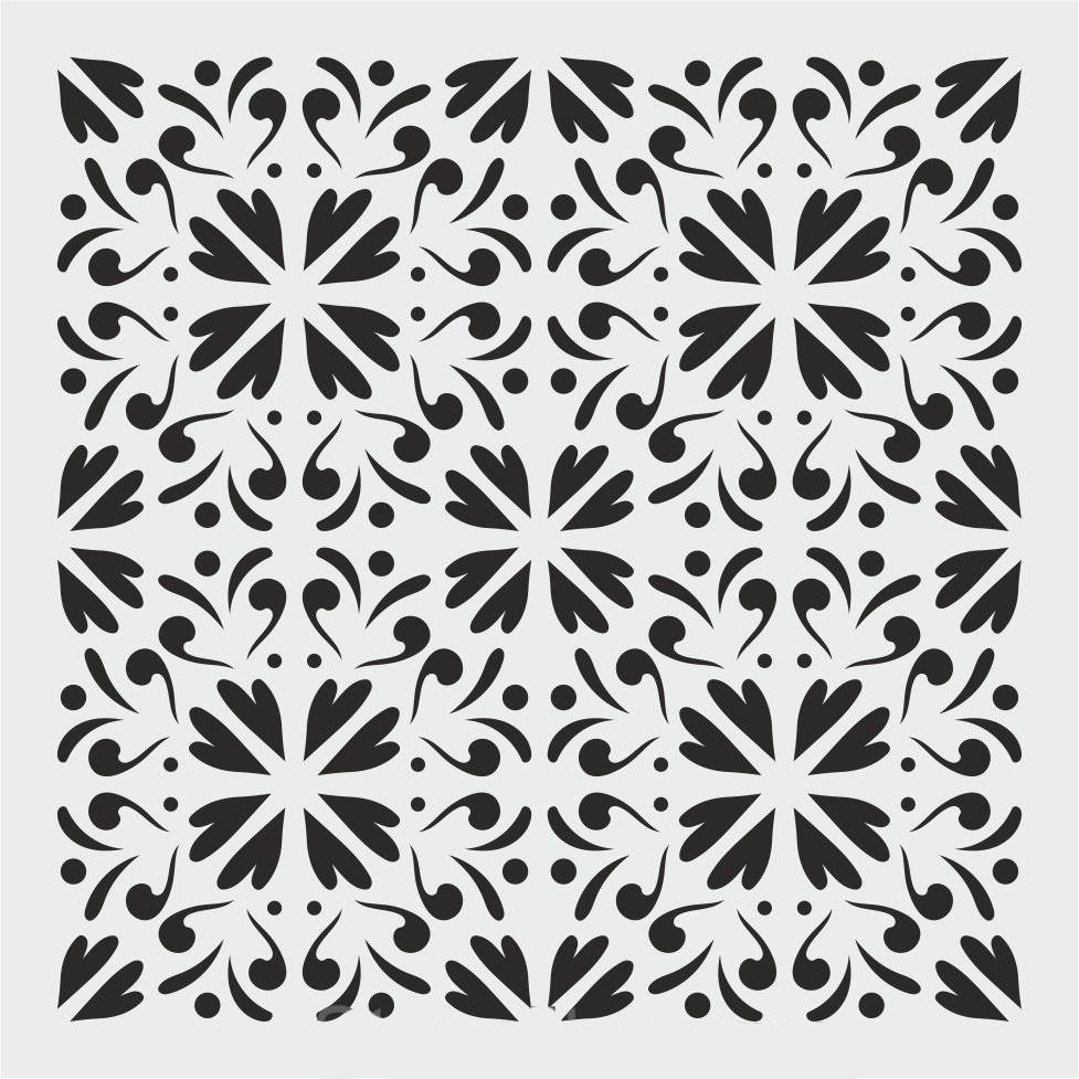 Damask Desen Stencil Şablon (25x25) DA-070