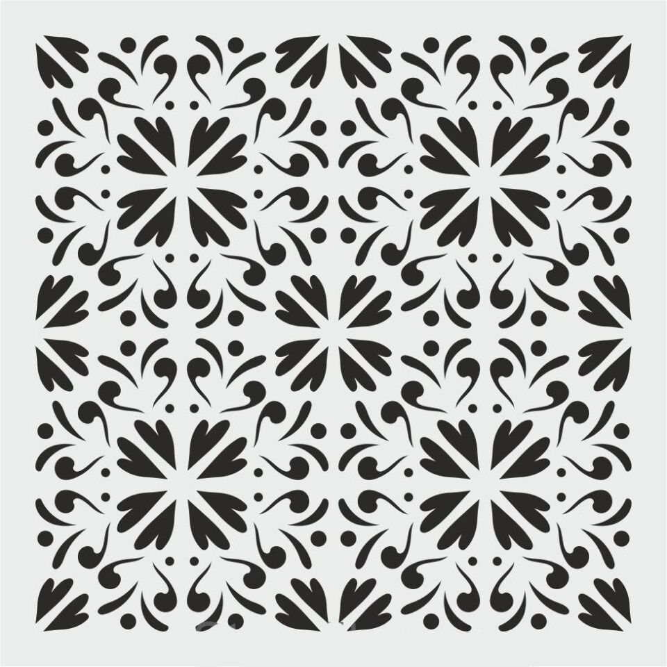 Damask Desen Stencil Şablon (25x25) DA-070
