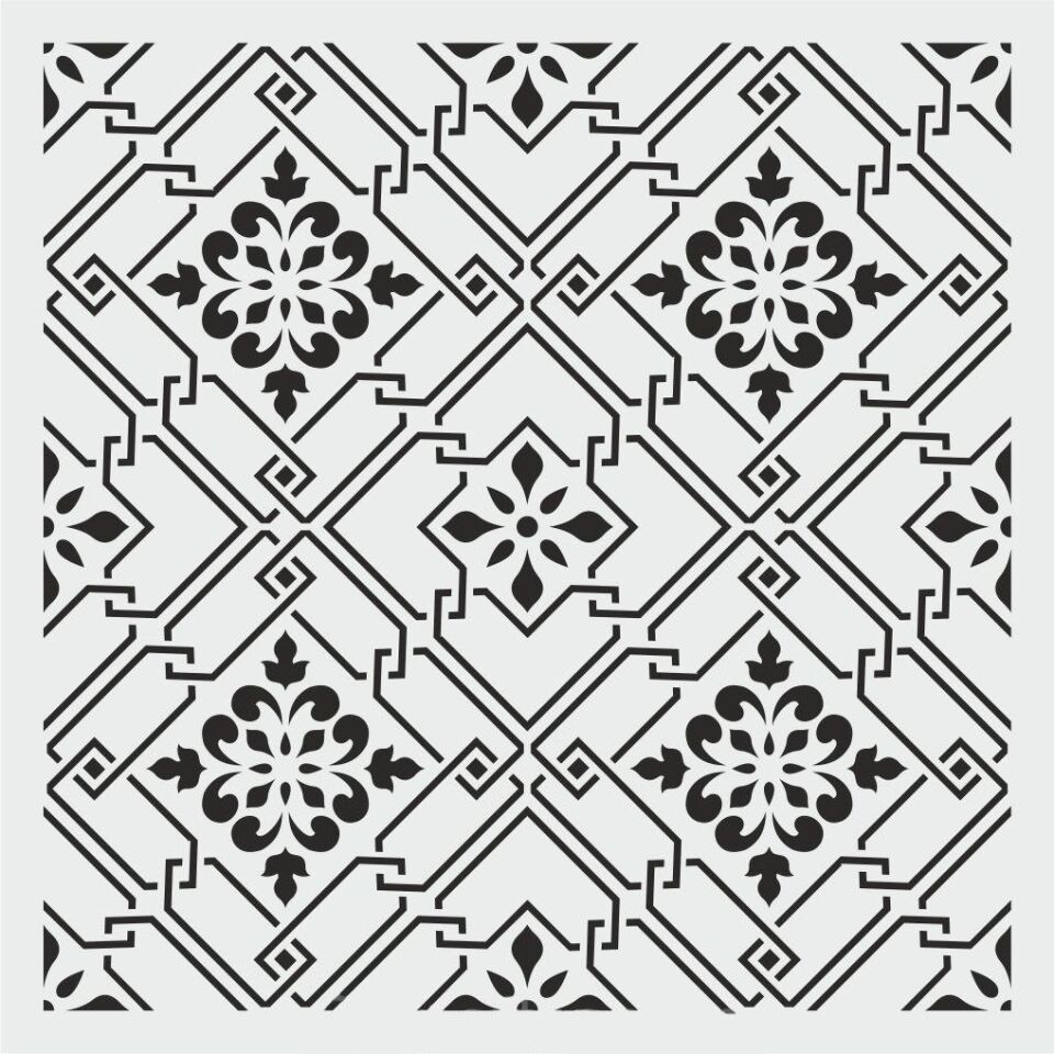 Damask Desen Stencil Şablon (30x30) DA-071