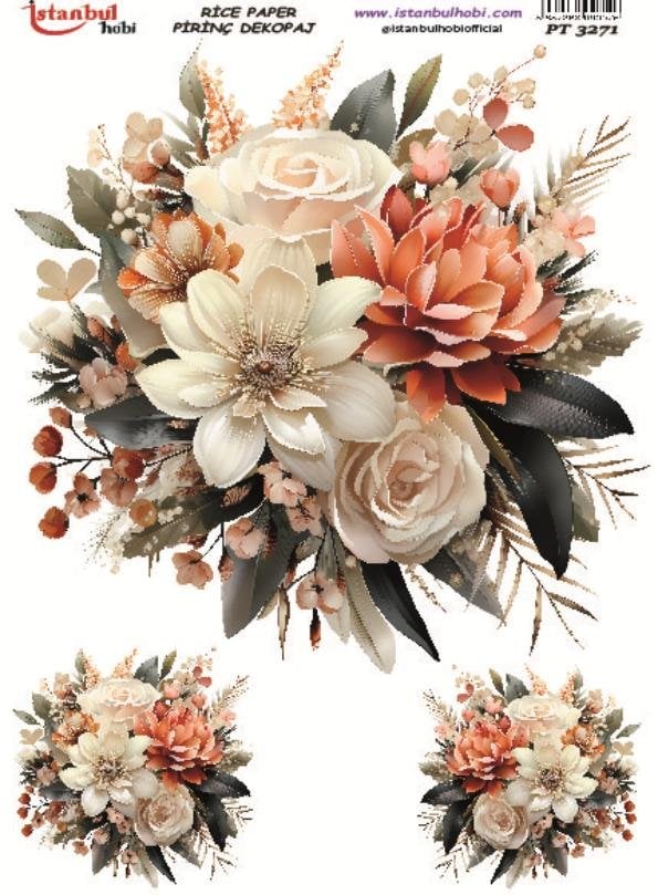 Pirinç Dekopaj Kağıdı 30x42cm PT-3271 Çiçek