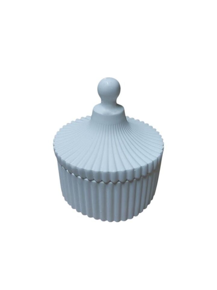 Yuvarlak Çizgili Kapaklı Kutu 8x8cm