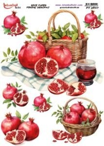 Pirinç Dekopaj Kağıdı 30x42cm PT-3807 Nar Sepet