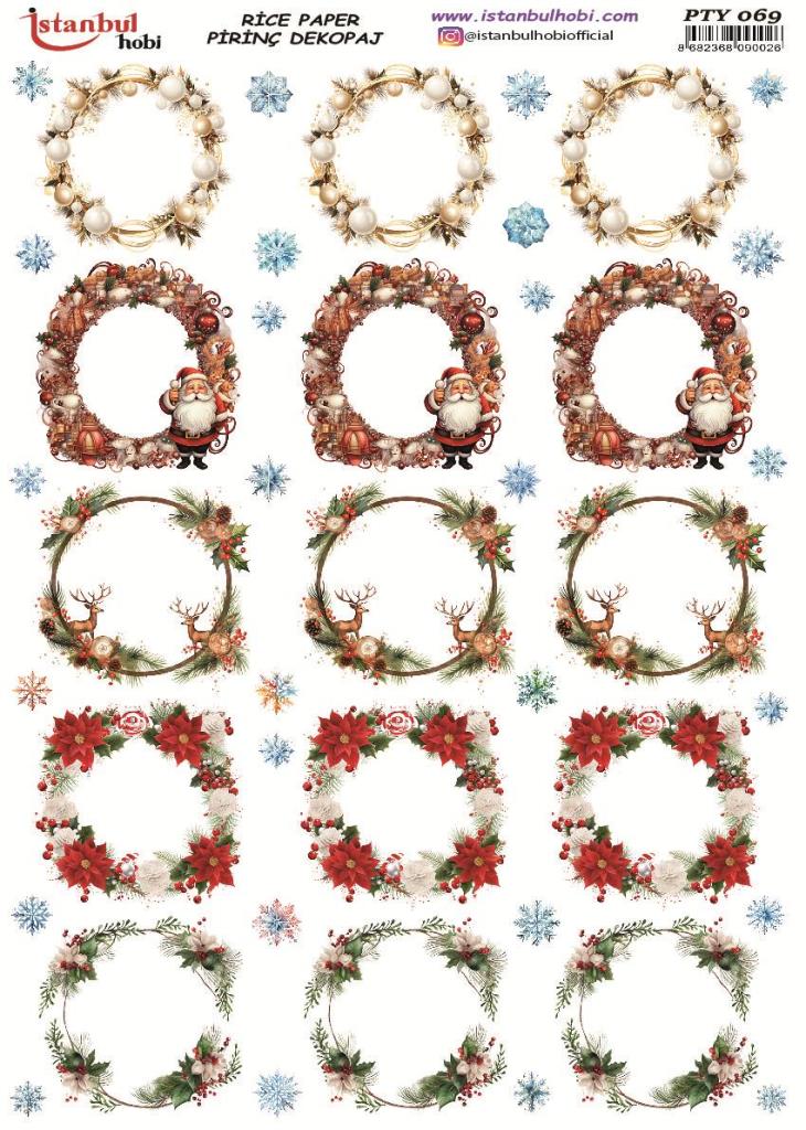 Pirinç Dekopaj Kağıdı 30x42cm PTY-069 Yılbaşı