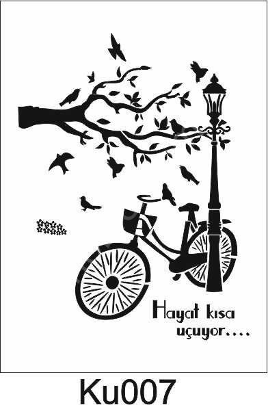 Kuş Temalı Desenler Stencil Şablon (21x30) KU-007