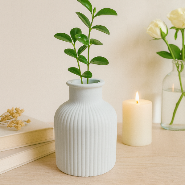 Yuvarlak Çizgili Vazo 10x7cm