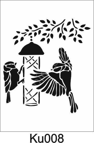 Kuş Temalı Desenler Stencil Şablon (25x25) KU-008