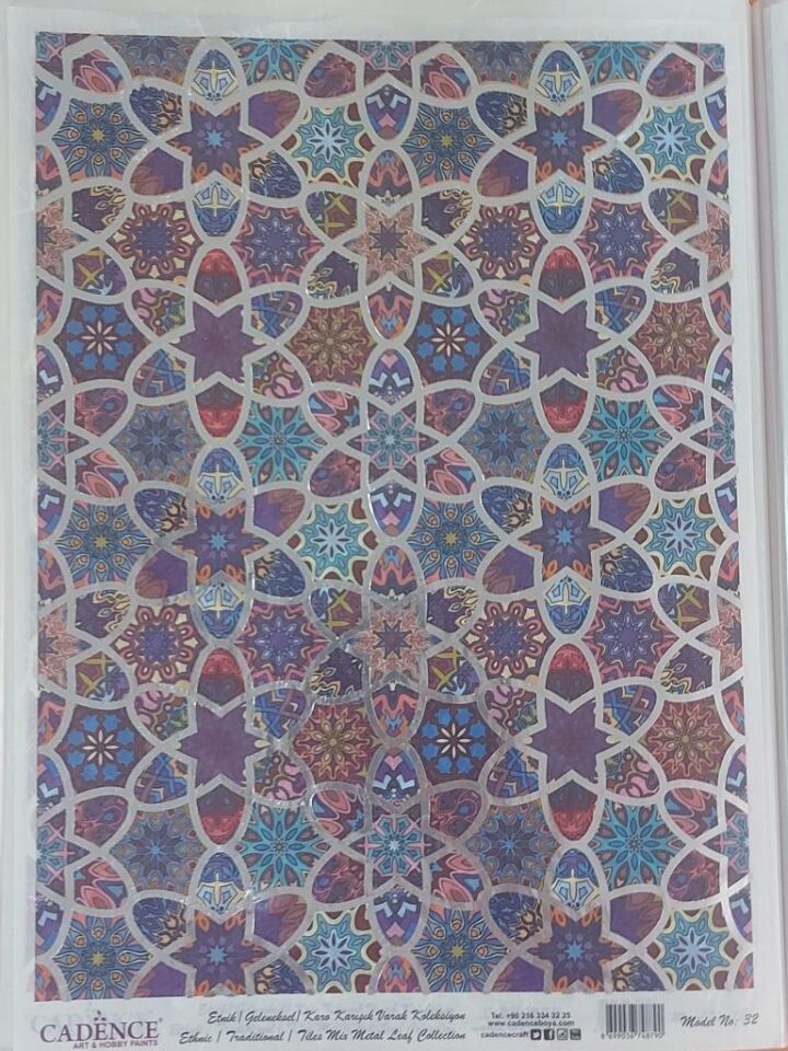Cadence Desenli Gümüş Varak Pirinç Dekoapaj Kağıdı - Model 032