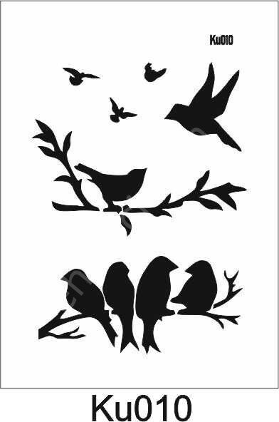 Kuş Temalı Desenler Stencil Şablon (21x30) KU-010