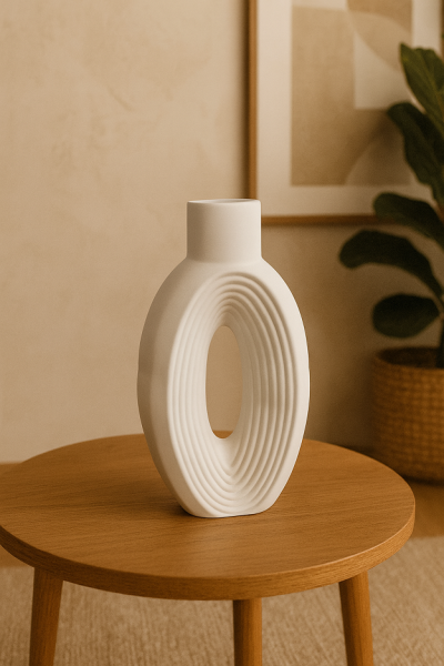 Çizgili Büyük Oval Vazo 27x14cm