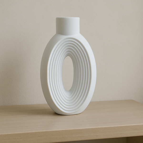 Çizgili Büyük Oval Vazo 27x14cm