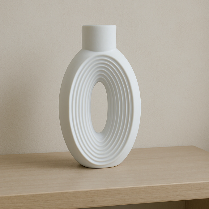 Çizgili Büyük Oval Vazo 27x14cm