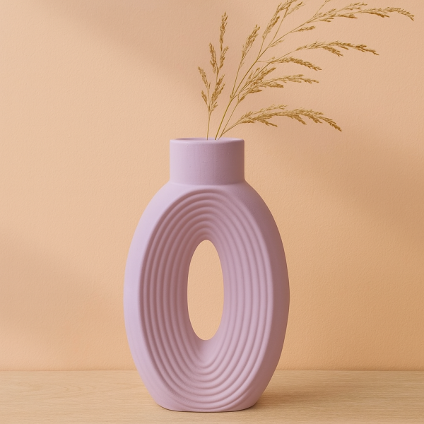 Çizgili Büyük Oval Vazo 27x14cm