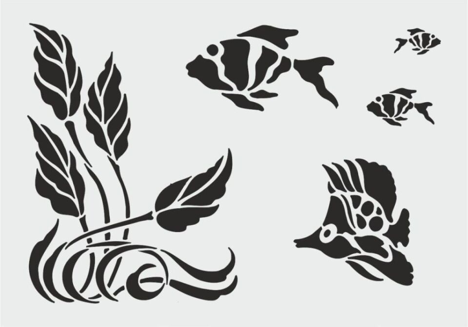 Deniz Temalı Desen Stencil Şablon (21x30) DN-017
