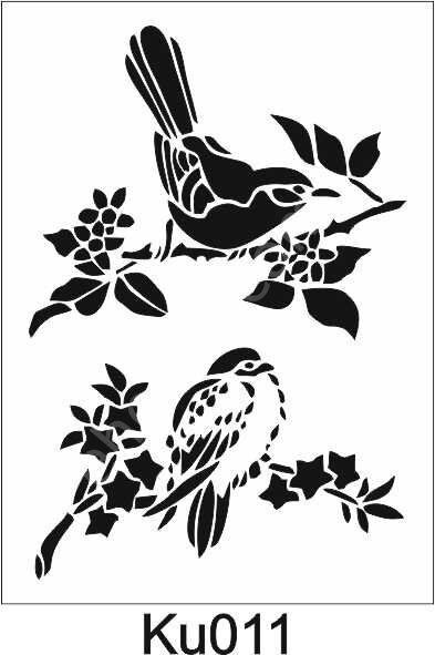 Kuş Temalı Desenler Stencil Şablon (21x30) KU-011