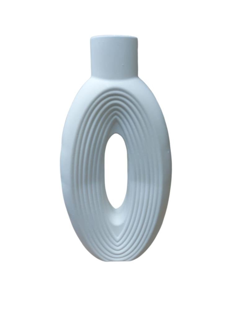 Çizgili Büyük Oval Vazo 27x14cm