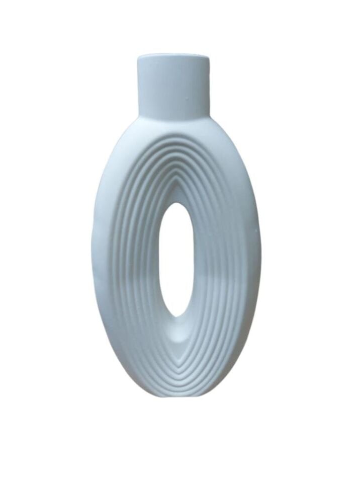 Çizgili Büyük Oval Vazo 27x14cm