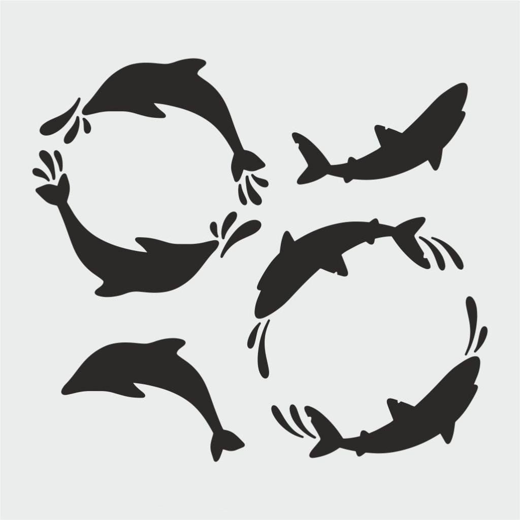 Deniz Temalı Desen Stencil Şablon (25x25) DN-018