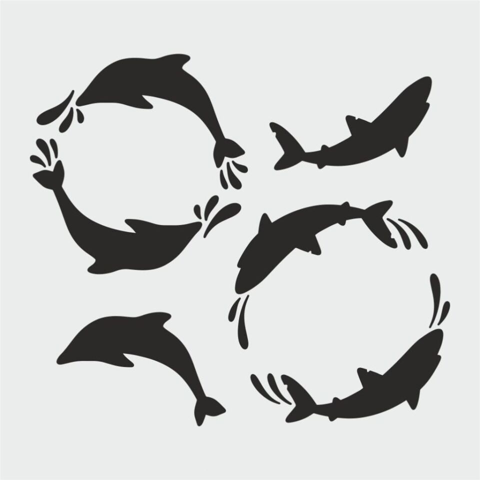 Deniz Temalı Desen Stencil Şablon (25x25) DN-018