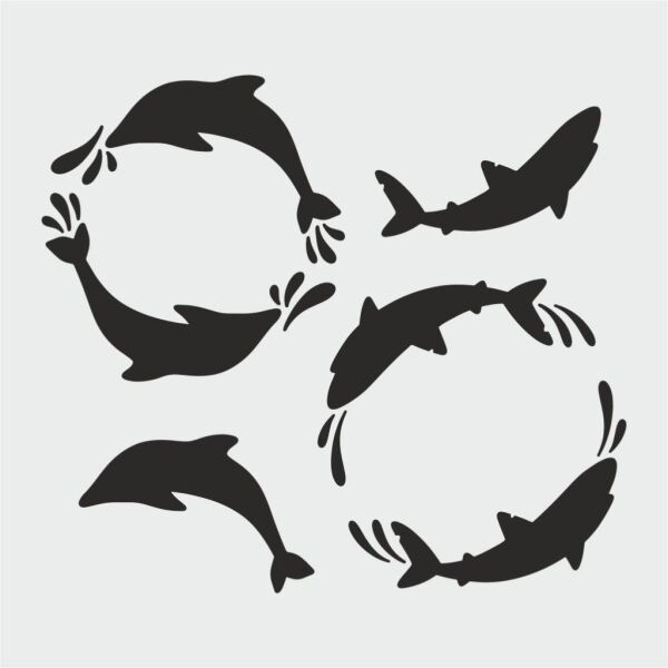 Deniz Temalı Desen Stencil Şablon (25x25) DN-018