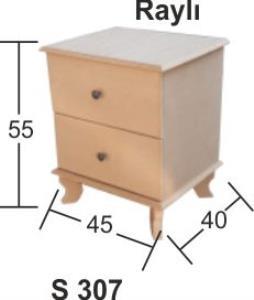 Ahşap Raylı Komodin 45x40cm S-307