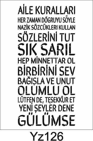 Yazı Desenler Stencil Şablon (30x50) YZ-126