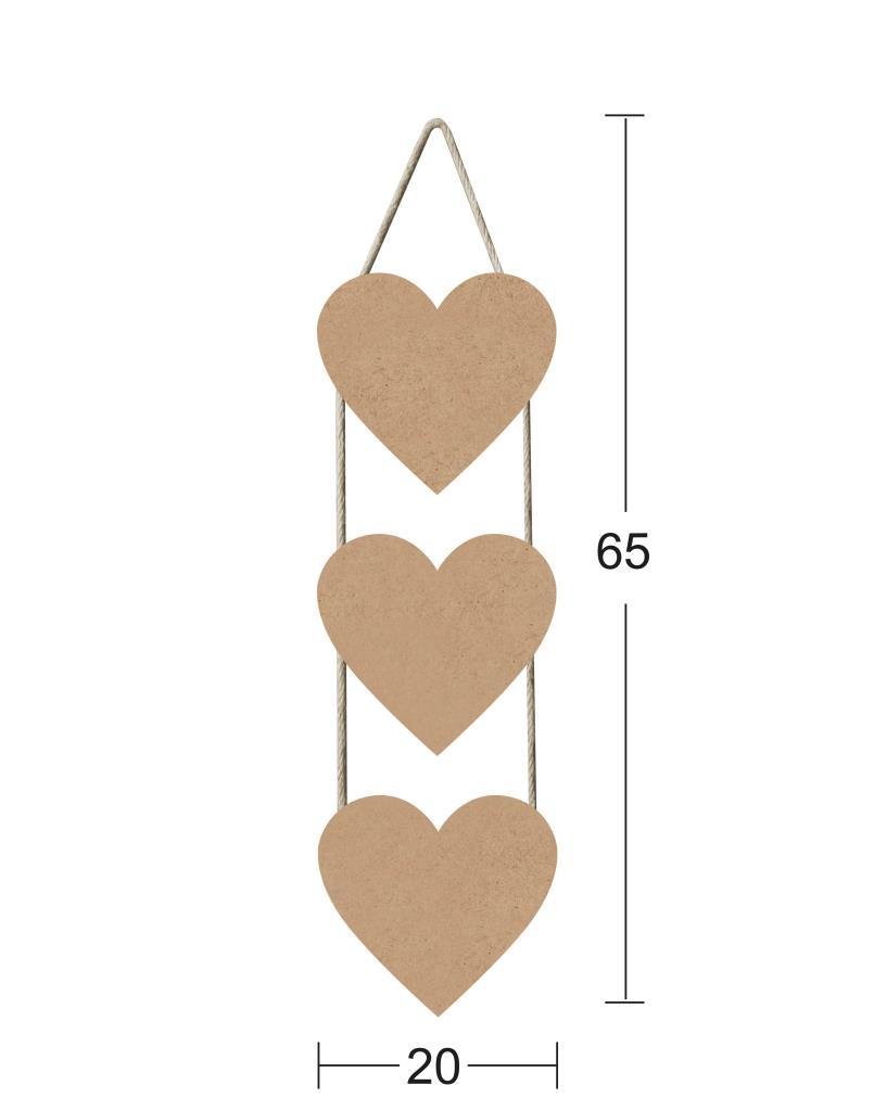 Askılı 3' lü Ahşap Pano 65x20cm F724