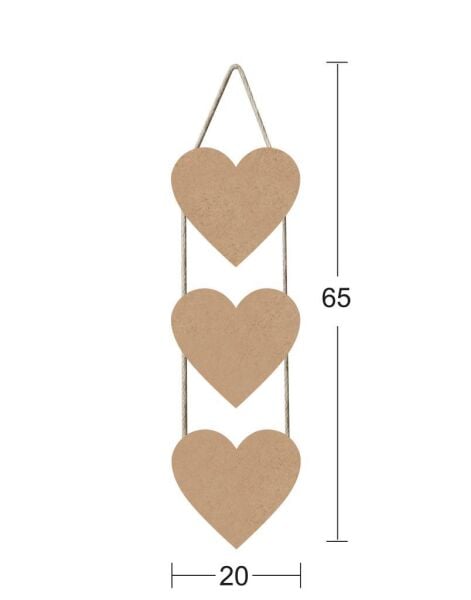 Askılı 3' lü Ahşap Pano 65x20cm F724