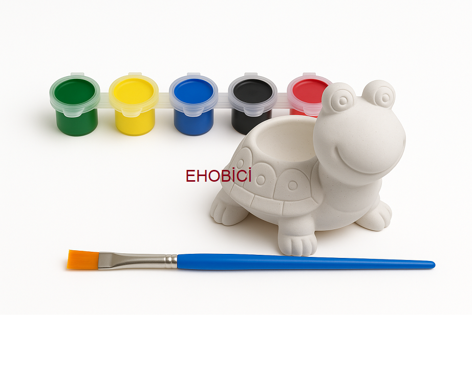 Ehobici Taş Boyama Seti Sevimli Kaplumbağa 6 Renk Akrilik Boya 5ml + Fırça