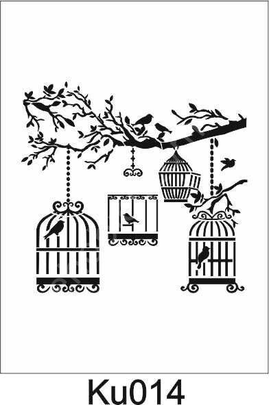 Kuş Temalı Desenler Stencil Şablon (25x25) KU-014