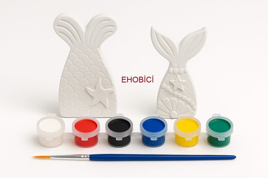 Ehobici Taş Boyama Seti Balık Kuyruğu 6 Renk Akrilik Boya 5ml + Fırça
