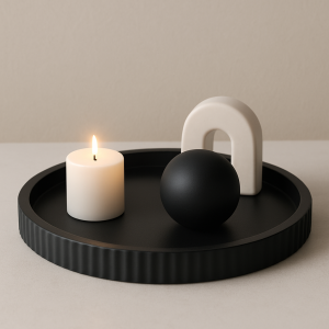 Büyük Yuvarlak Çizgili Sunum Tabağı Çapı 21cm