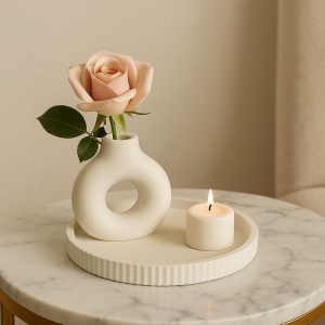 Büyük Yuvarlak Çizgili Sunum Tabağı Çapı 21cm