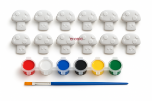 Ehobici Taş Boyama Seti Mantarlar 6 Renk Akrilik Boya 5ml + Fırça