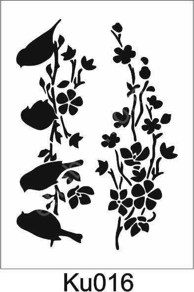 Kuş Temalı Desenler Stencil Şablon (21x30) KU-016