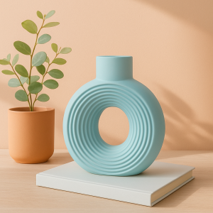 Büyük Yuvarlak Çizgili Vazo 18x16cm