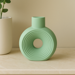 Büyük Yuvarlak Çizgili Vazo 18x16cm