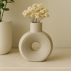 Büyük Yuvarlak Çizgili Vazo 18x16cm