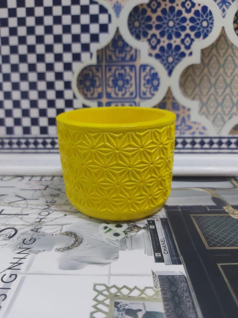 Dekoratif Dantel Saksı 8x6cm Sarı