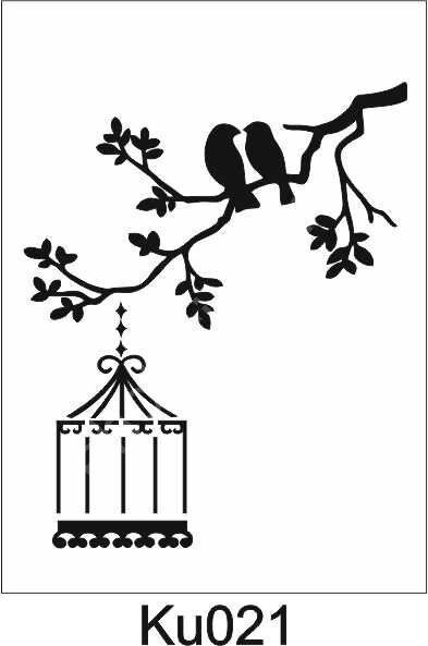 Kuş Temalı Desenler Stencil Şablon (21x30) KU-021